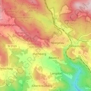 Carte topographique Hochreuth, altitude, relief