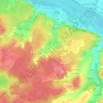 Carte topographique Les Godeaux, altitude, relief