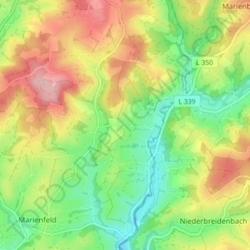Carte topographique Ophausen, altitude, relief