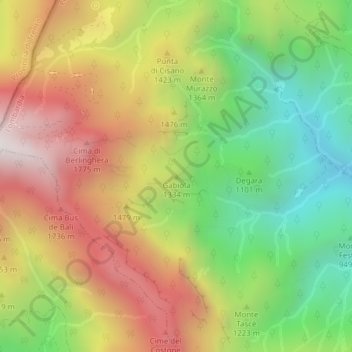 Carte topographique Gabiola, altitude, relief