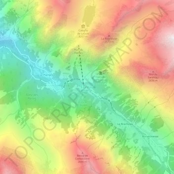 Carte topographique Fionnay, altitude, relief