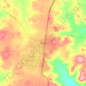 Carte topographique Guyra, altitude, relief