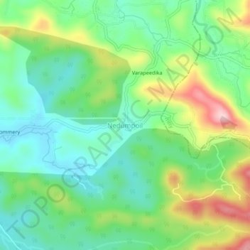 Carte topographique Nedumpoil, altitude, relief
