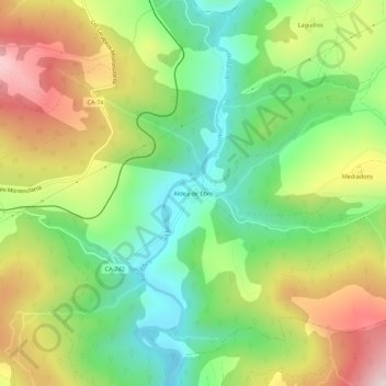 Carte topographique Aldea de Ebro, altitude, relief