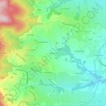 Carte topographique La Garnière, altitude, relief