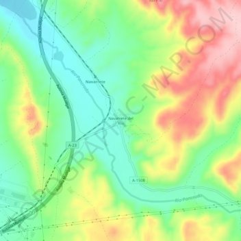 Carte topographique Navarrete del Río, altitude, relief