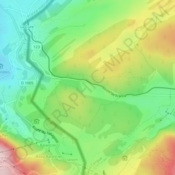 Carte topographique Saint-Cergue, altitude, relief