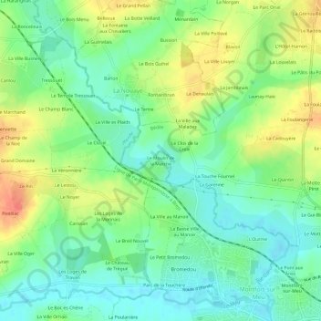 Carte topographique Le Moulin de la Marche, altitude, relief