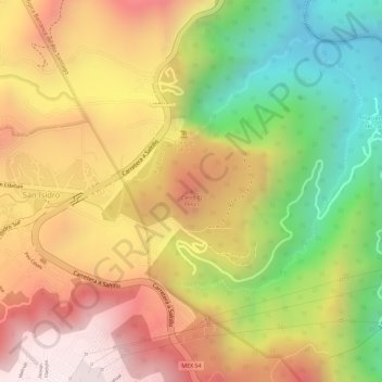Carte topographique Cerro El Pelón, altitude, relief