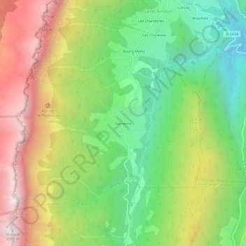 Carte topographique Garneyre, altitude, relief
