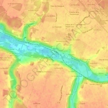 Carte topographique Les Grands Reguins, altitude, relief