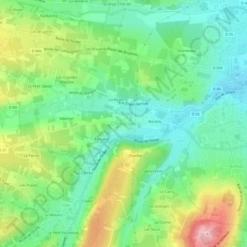 Carte topographique Chervinges, altitude, relief