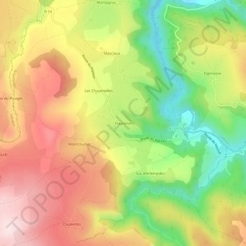 Carte topographique Freycenet, altitude, relief