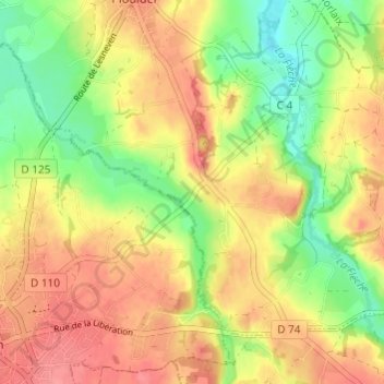 Carte topographique Rosalm, altitude, relief
