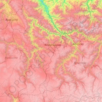 Carte topographique Andahuaylas, altitude, relief