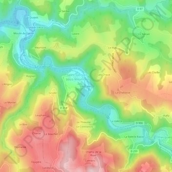 Carte topographique Les Cotes, altitude, relief