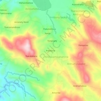 Carte topographique Ankidona, altitude, relief