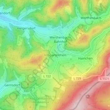 Carte topographique Irmgarteichen, altitude, relief