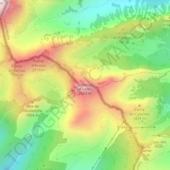 Carte topographique Le Linleu, altitude, relief