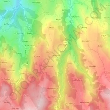 Carte topographique Charguelon, altitude, relief