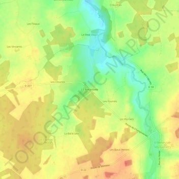 Carte topographique La Benardiere, altitude, relief
