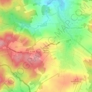 Carte topographique Sieben Linden, altitude, relief