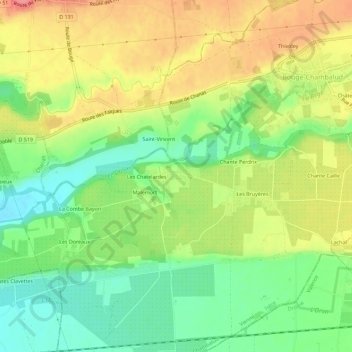 Carte topographique Chambalud, altitude, relief