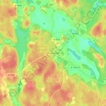 Carte topographique Blackstad, altitude, relief