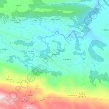 Carte topographique La Cotera, altitude, relief
