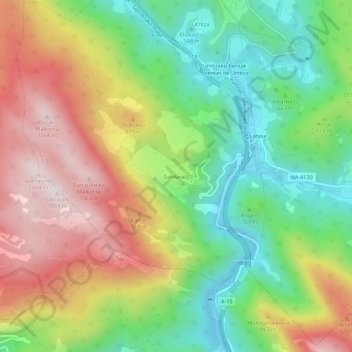 Carte topographique Goldáraz, altitude, relief
