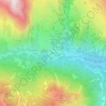 Carte topographique Villaro, altitude, relief