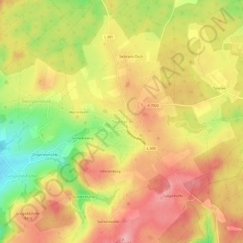 Carte topographique Seibranz, altitude, relief