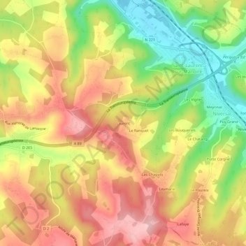 Carte topographique Laurent, altitude, relief