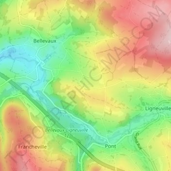 Carte topographique Reculémont, altitude, relief