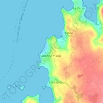 Carte topographique Kerdies, altitude, relief