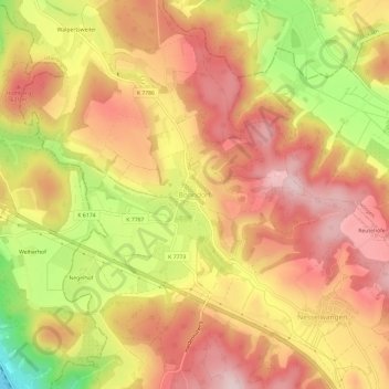 Carte topographique Bonndorf, altitude, relief
