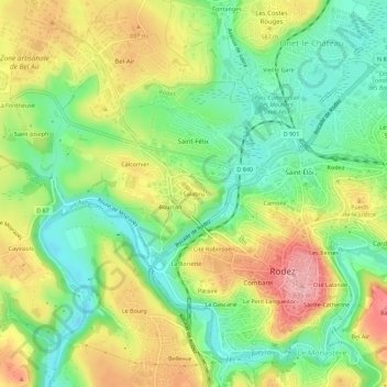 Carte topographique Salabru, altitude, relief