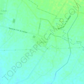 Carte topographique El Carmen, altitude, relief