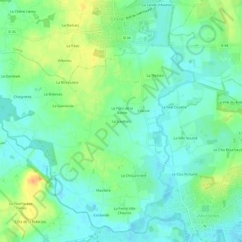 Carte topographique La Gautrais, altitude, relief