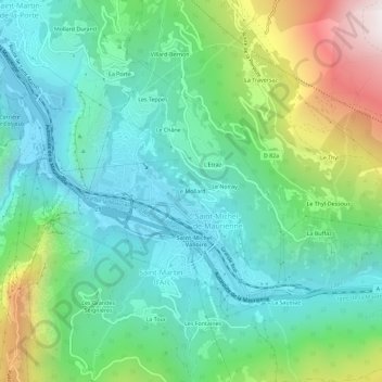 Carte topographique Le Mollard, altitude, relief