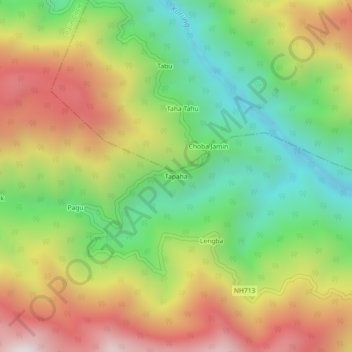 Carte topographique Tapaha, altitude, relief