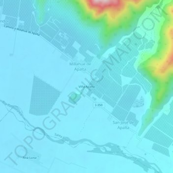 Carte topographique Viña Apalta, altitude, relief