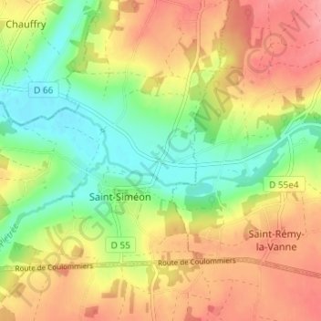 Carte topographique La Vanne, altitude, relief