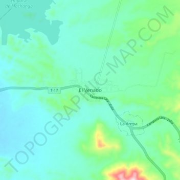 Carte topographique El Venado, altitude, relief