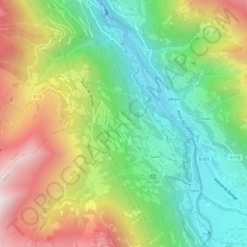 Carte topographique Grust, altitude, relief