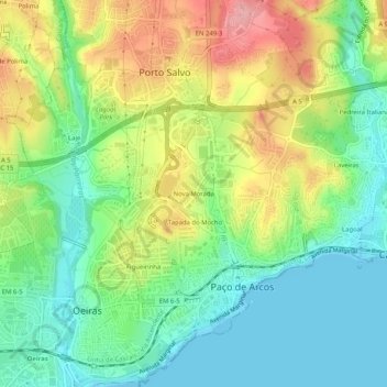 Carte topographique Nova Morada, altitude, relief