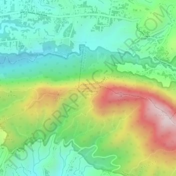 Carte topographique Sesar Lembang, altitude, relief
