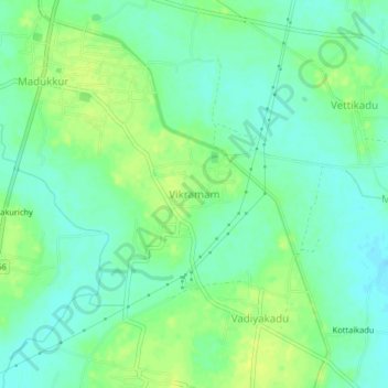 Carte topographique Vikramam, altitude, relief
