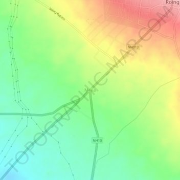 Carte topographique Meka, altitude, relief