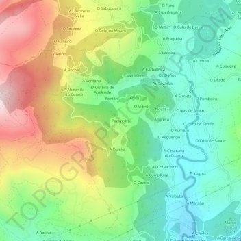 Carte topographique Paravedra, altitude, relief